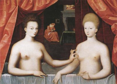 School of Fontainebleau Gabrielle d'Estrees and One of her Sisters in the Bath (mk08) oil painting image
